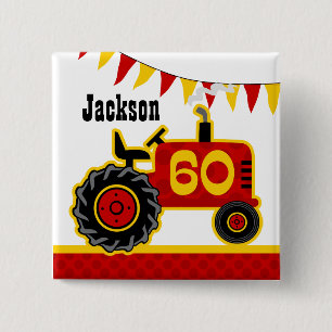 Red Tractor 60th Birthday Vierkante Button 5,1 Cm