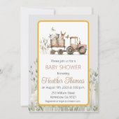 Red Tractor Baby shower Invitation Kaart (Voorkant)