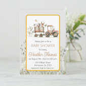 Red Tractor Baby shower Invitation Kaart (Staand voorkant)