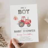 Red Tractor Baby shower Invitation Kaart