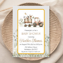 Red Tractor Baby shower Invitation