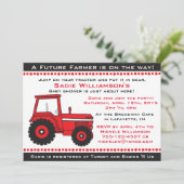 Red Tractor Baby shower Invitation Kaart (Staand voorkant)