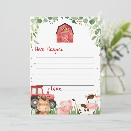 Red Tractor Barn Boerderij Time Capsule Kaart (Staand voorkant)