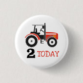 Red Tractor Birthday Age Badge Button (Voorkant)