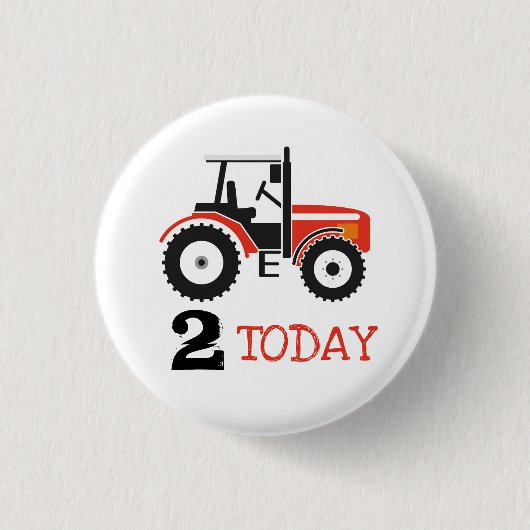 Red Tractor Birthday Age Badge Button (Voorkant)
