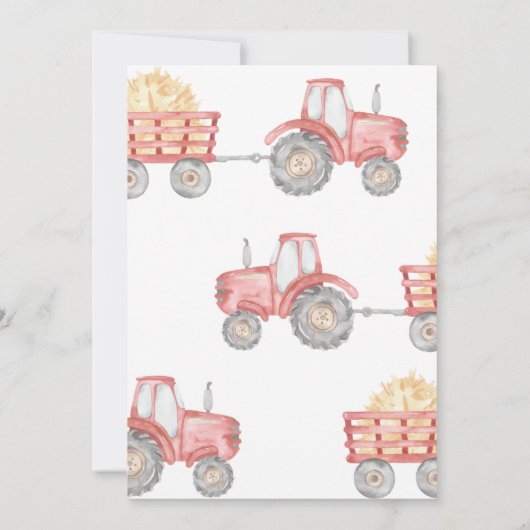 Red Tractor Birthday Any Age Farm Party Kaart (Achterkant)