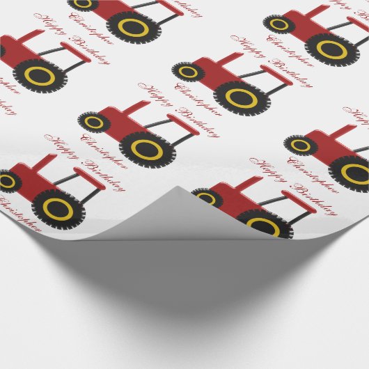 Red Tractor Birthday Cadeaupapier (Hoek)