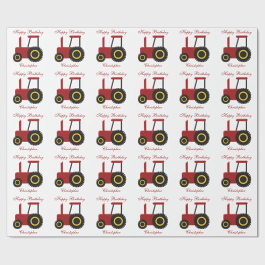 Red Tractor Birthday Cadeaupapier (Vlak)