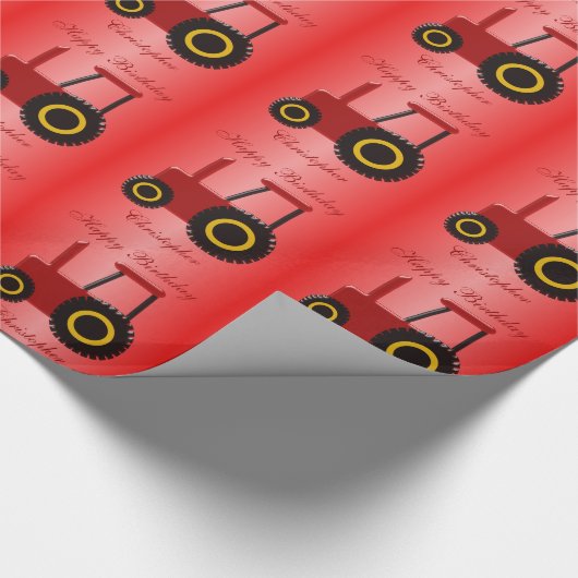 Red Tractor Birthday Cadeaupapier (Hoek)