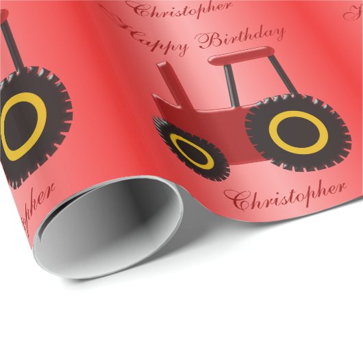 Red Tractor Birthday Cadeaupapier (Rol Hoek)