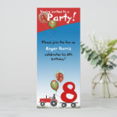 Red Tractor Birthday Invitation Kaart (Staand voorkant)