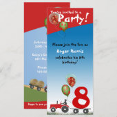 Red Tractor Birthday Invitation Kaart (Voorkant / Achterkant)