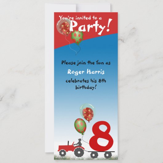 Red Tractor Birthday Invitation Kaart (Voorkant)