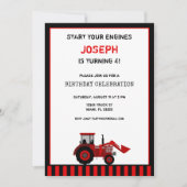 Red Tractor Birthday Invitation Kaart (Voorkant)