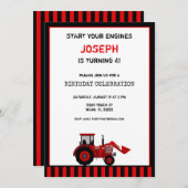 Red Tractor Birthday Invitation Kaart (Voorkant / Achterkant)