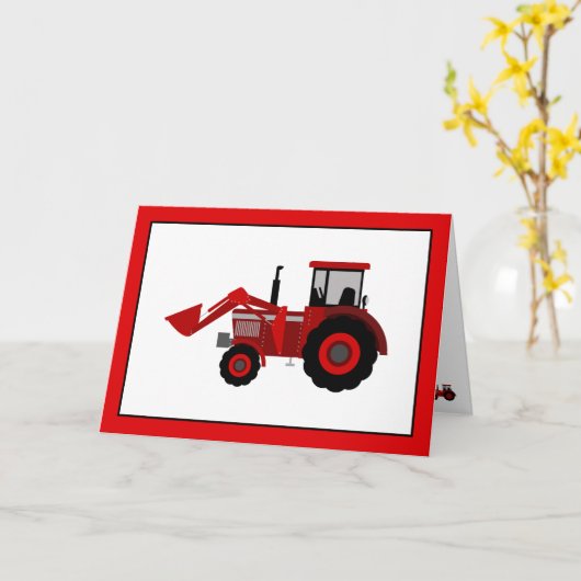 Red Tractor Birthday Kaart (Gele Bloem)