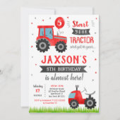 Red Tractor Birthday Party Invitation Kaart (Voorkant)