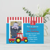 Red Tractor Birthday Party Invitation Kaart (Staand voorkant)