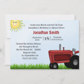 Red Tractor Birthday Party Invitation Kaart (Voorkant)