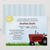 Red Tractor Birthday Party Invitation Kaart (Voorkant / Achterkant)