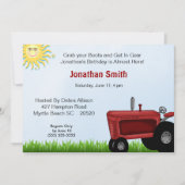 Red Tractor Birthday Party Invitation Kaart (Voorkant)