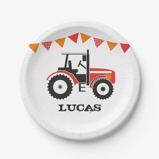 Red Tractor Birthday Party Paper Bord (Voorkant)