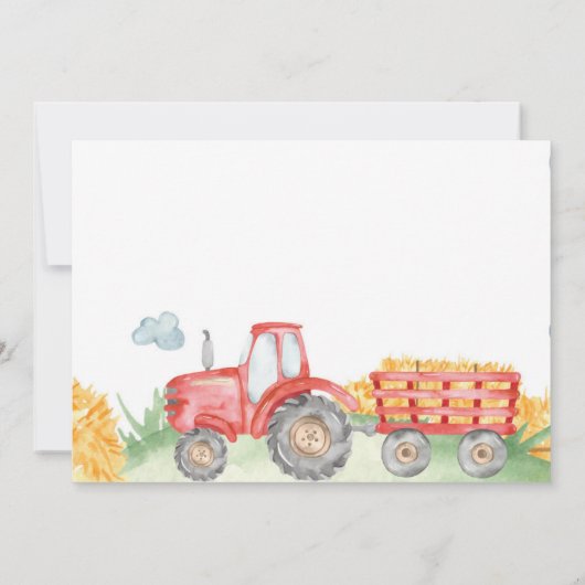 Red Tractor Boerderij Verjaardagsfeestuitnodiging Kaart (Achterkant)