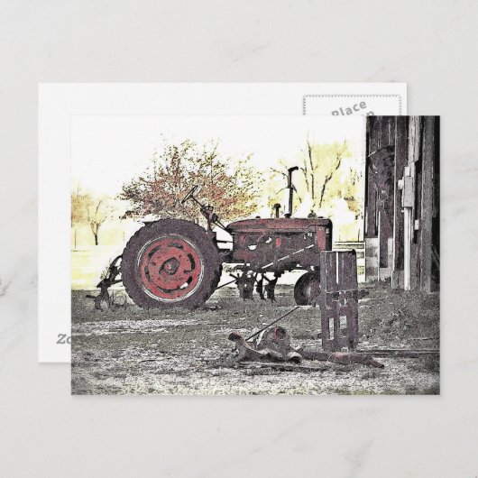 Red Tractor Briefkaart (Voorkant / Achterkant)