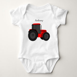 Red Tractor Custom Baby Bodysuit