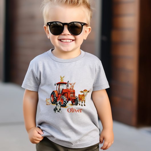 Red Tractor Farm Animals Naam Sjabloon T-shirt