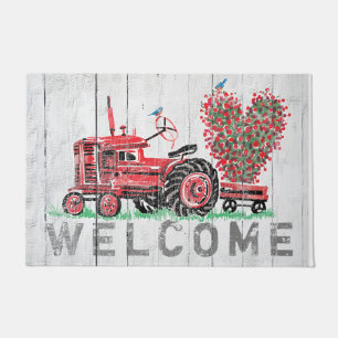 Red Tractor Farmhouse Rustic Welkom Deurmat