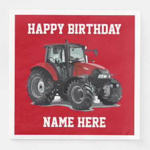 Red Tractor Farming Birthday Napkins Servetten