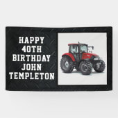 Red Tractor Happy Birthday Farming Equipment Spandoek (Horizontaal)
