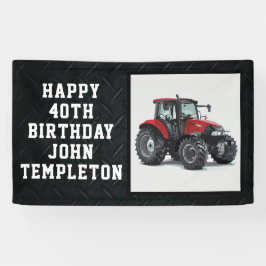 Red Tractor Happy Birthday Farming Equipment Spandoek
