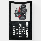 Red Tractor Happy Birthday Farming Equipment Spandoek (Verticaal)