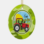 Red Tractor; heldere groene camo, camouflage Keramisch Ornament (Rechts)
