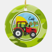 Red Tractor; heldere groene camo, camouflage Keramisch Ornament (Achterkant)