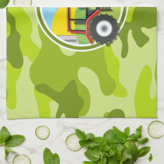 Red Tractor; heldere groene camo, camouflage Theedoek (Gevouwen)