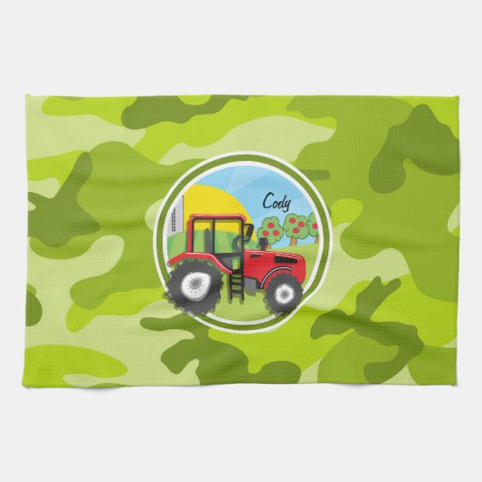 Red Tractor; heldere groene camo, camouflage Theedoek (Horizontaal)
