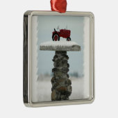 Red Tractor-kerstversiering Metalen Ornament (Rechts)