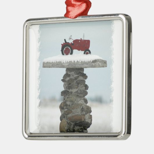 Red Tractor-kerstversiering Metalen Ornament (Links)