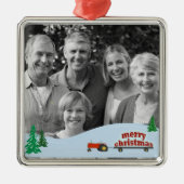 Red Tractor-kerstversiering Metalen Ornament (Voorkant)