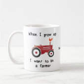 Red Tractor met kip-ik wil boer worden. Koffiemok (Links)