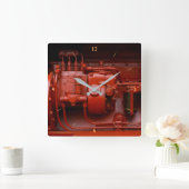 Red Tractor Motor Vierkante Klok (Huis)
