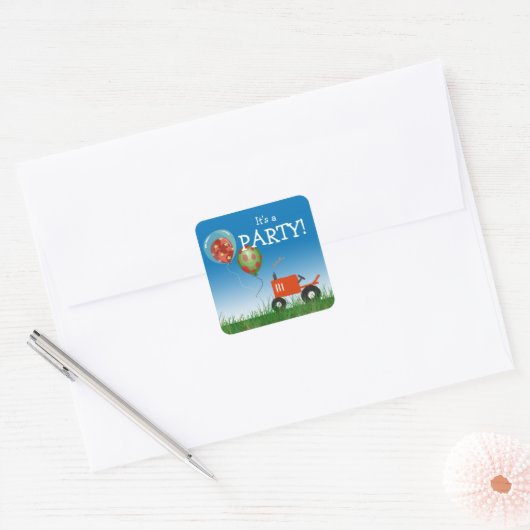 Red Tractor Party Sticker (Envelop)