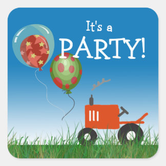 Red Tractor Party Sticker