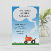 Red Tractor Party-uitnodiging Kaart (Staand voorkant)