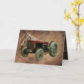 Red Tractor Rustic Barn Shed Card Kaart (Gele Bloem)