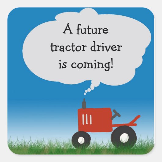 Red Tractor Sticker: envelopverzegeling voor baby  Vierkante Sticker (Voorkant)