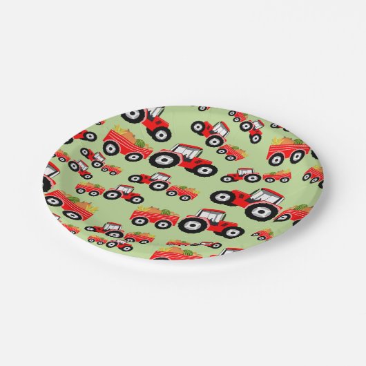 Red Tractor Truck Boerderij Produce Papieren Bordje (Gekanteld)